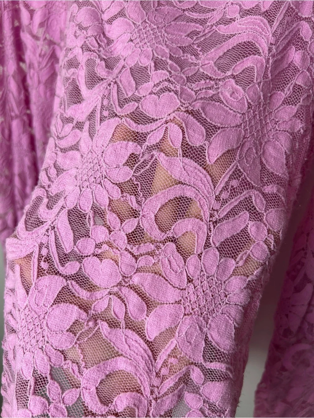 Free People Intimately Floral Lace square Neck Long Sleeve Top - Pink